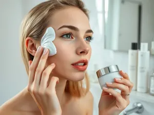 Kobieta z modnym efektem ciemnych odrostów płynnie przechodzących w jasny blond w nowoczesnym salonie fryzjerskim.